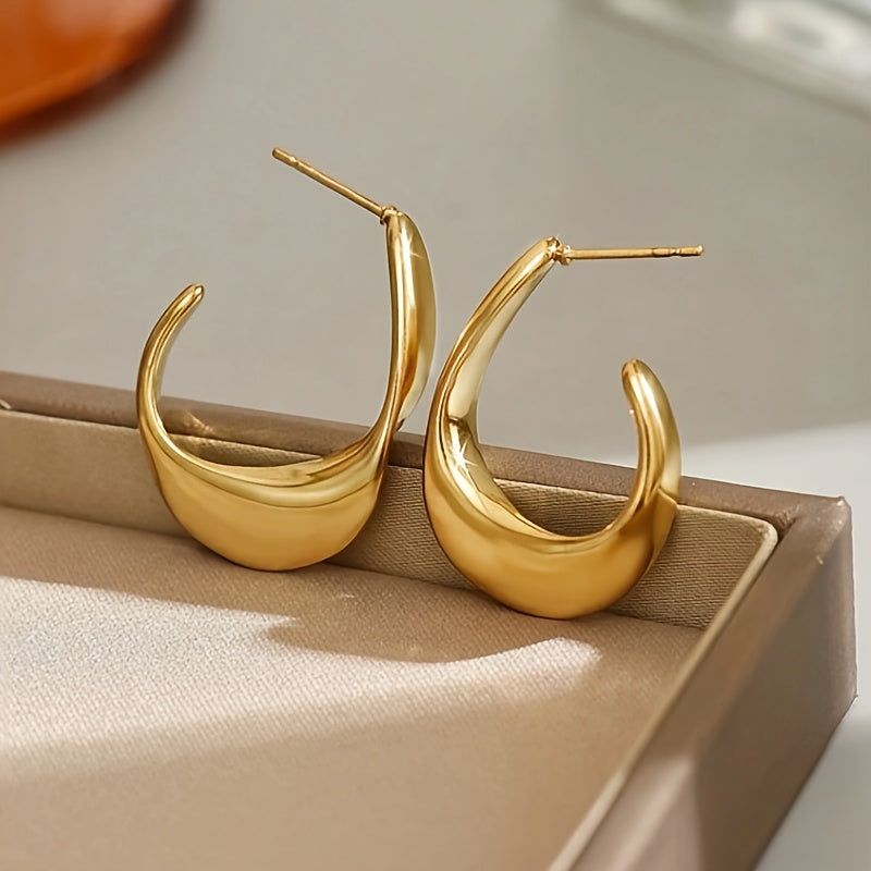 Sculpted Crescent Brincos de Argola | Ouro