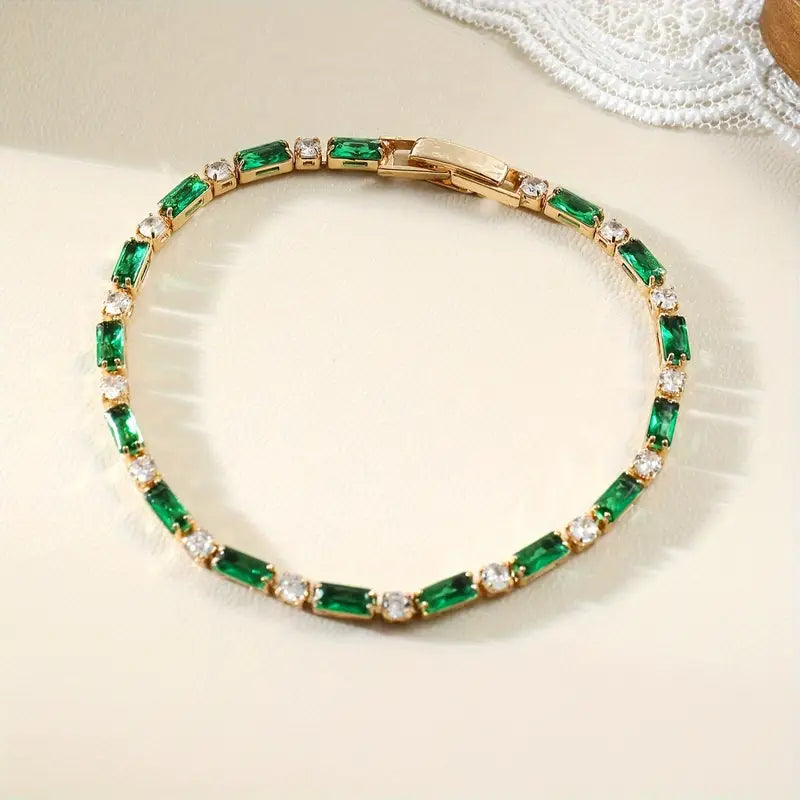 Ouro Esmeralda Alternating Pulseira Tennis