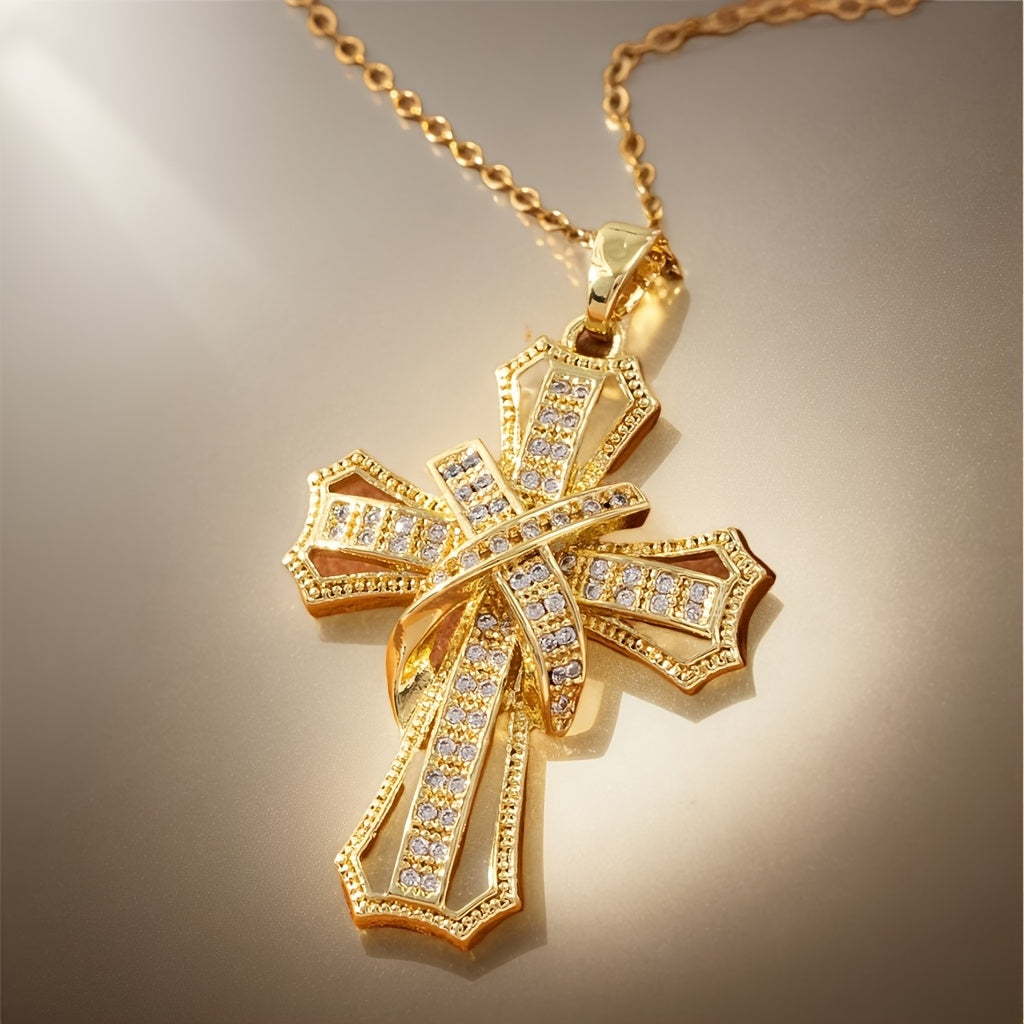 Radiant Cross Pendant Colar | Ouro