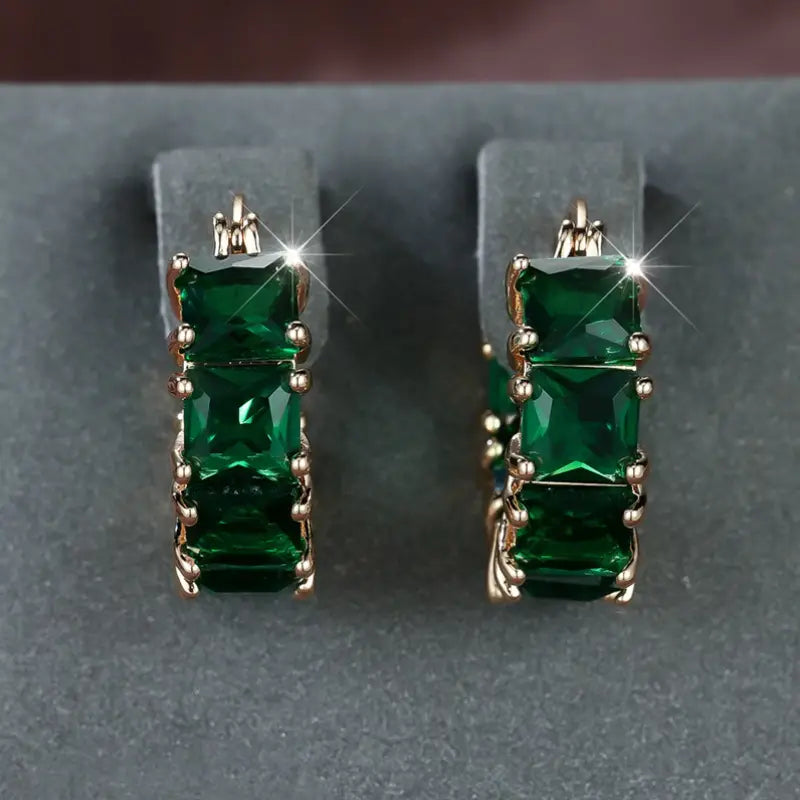 Ouro Esmeralda Chunky Brincos de Argola