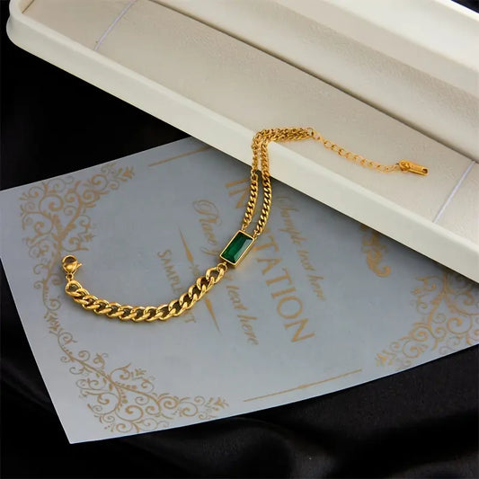 Ouro Esmeralda Bar Chain Pulseira