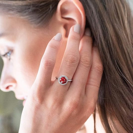 Crimson Glow Promise Rubi Anel | Branco Ouro