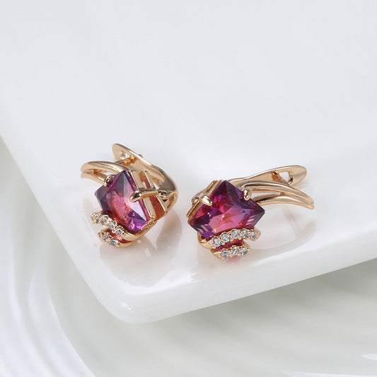 Crimson Square Cristal Brincos | Rosegold