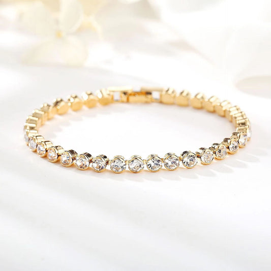 Round Cut Pulseira Tennis | Ouro