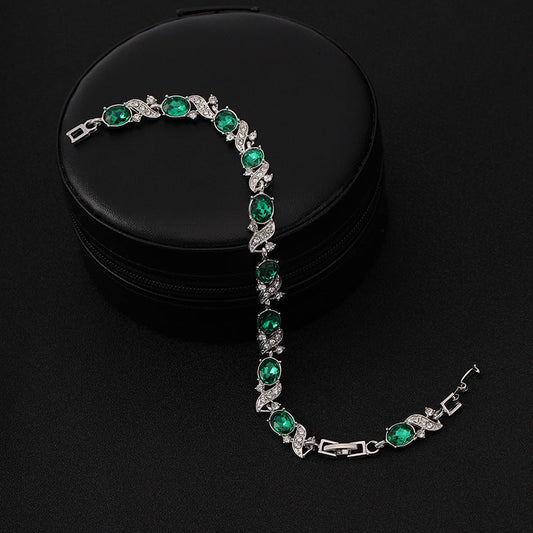 Prata Esmeralda Vintage Link Pulseira