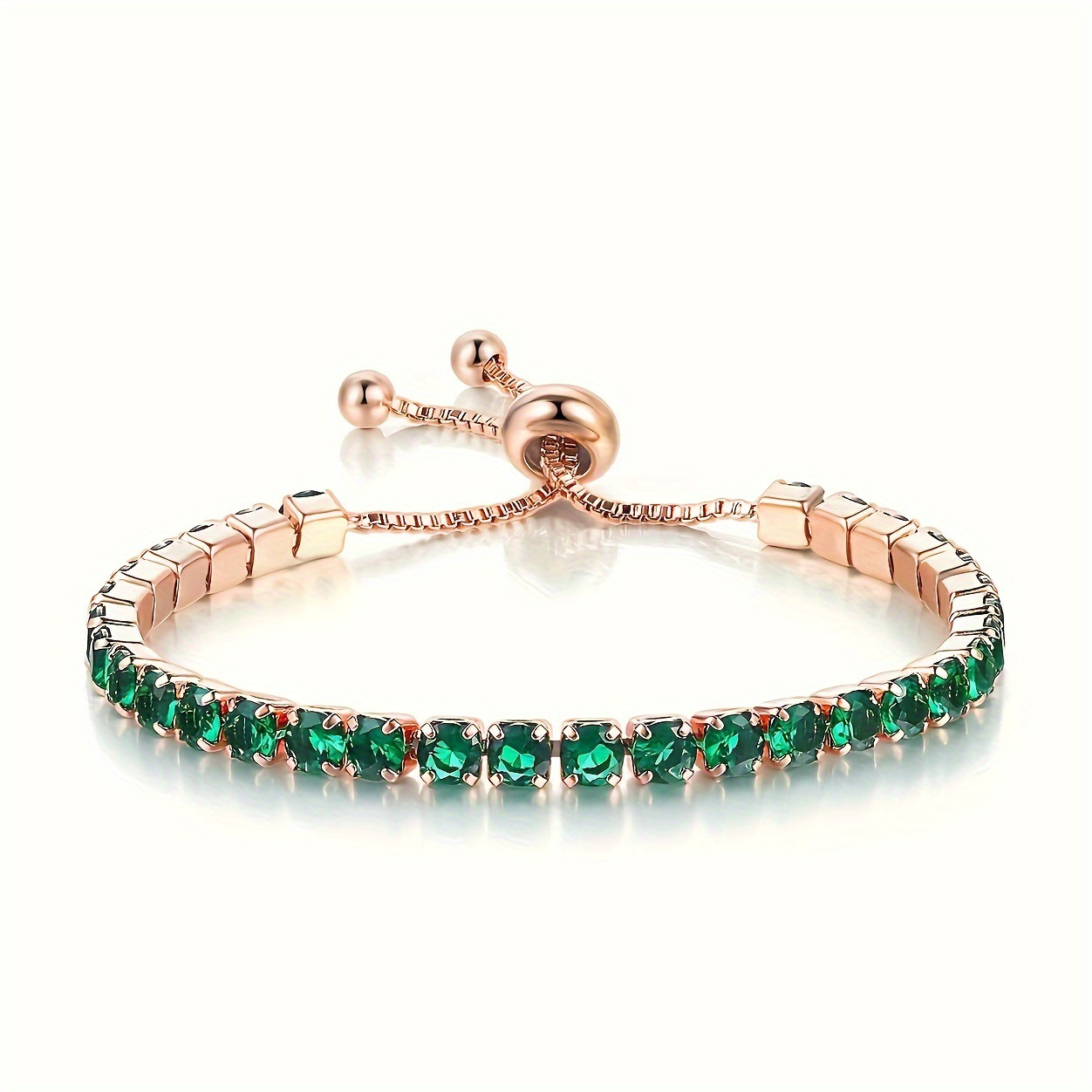 Ouro Esmeralda Adjustable Pulseira Tennis