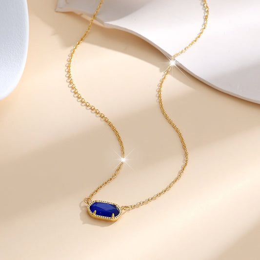 Classic Oval Safira Colar | Ouro
