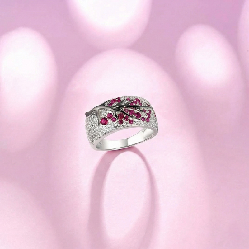 Rubi Blossom Tree Anel | Branco Ouro