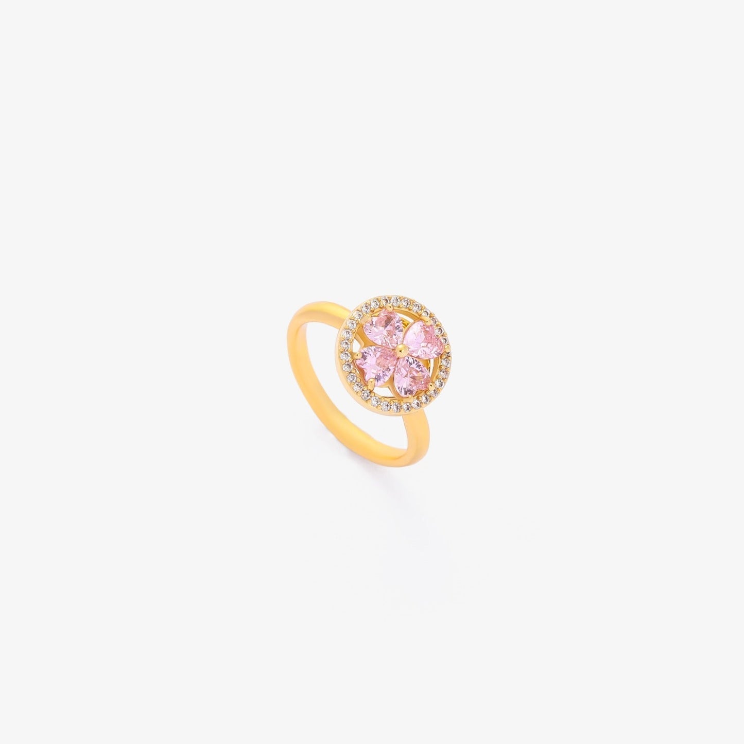 Pink Coração Bloom Spinning Anel | Ouro