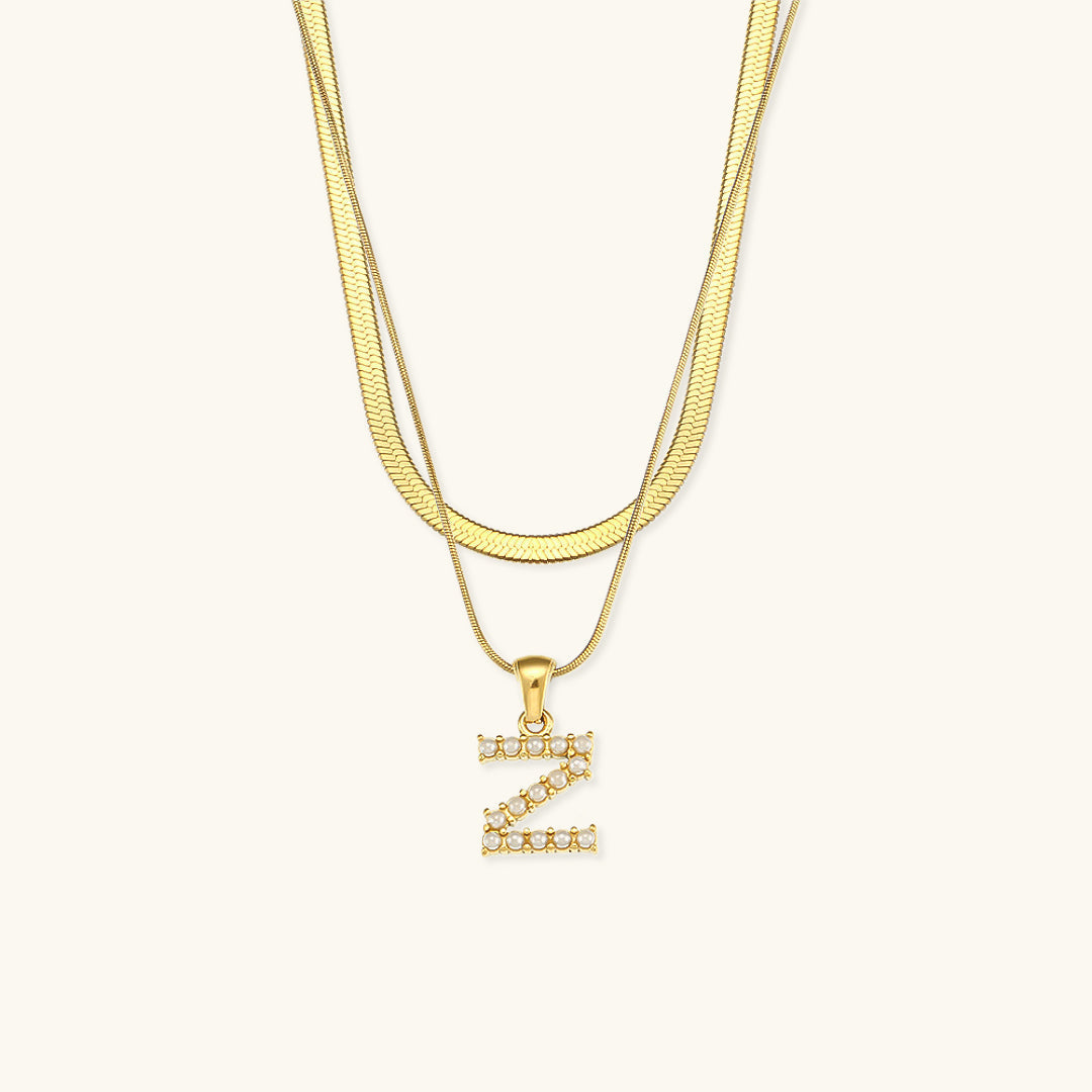 Fiona Layered Ouro Initial Letter Colar