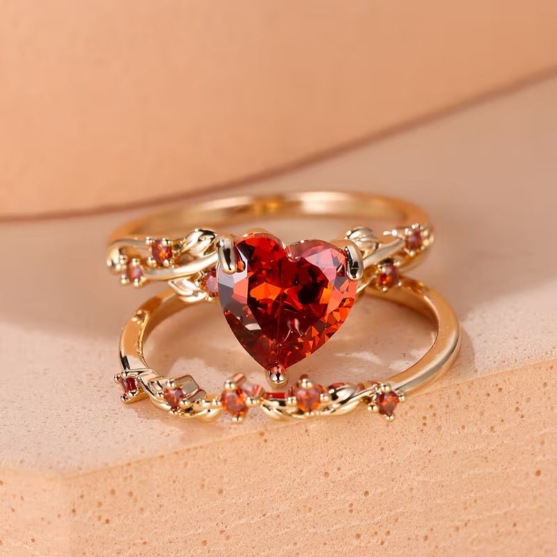 Redvine Coração Accent Conjunto de Anéis | Ouro