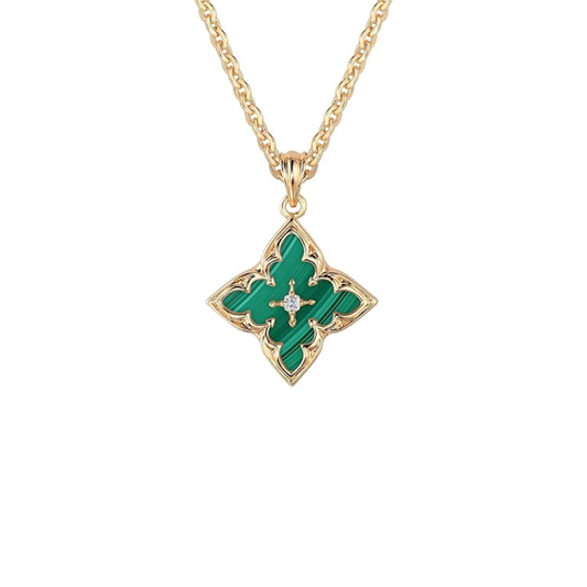 Esmeralda Clover Pendant Colar | Ouro