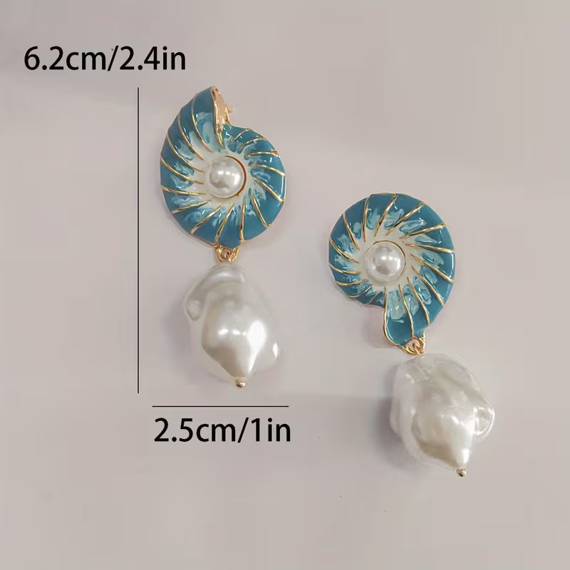 Seashell Brincos de Pérolas