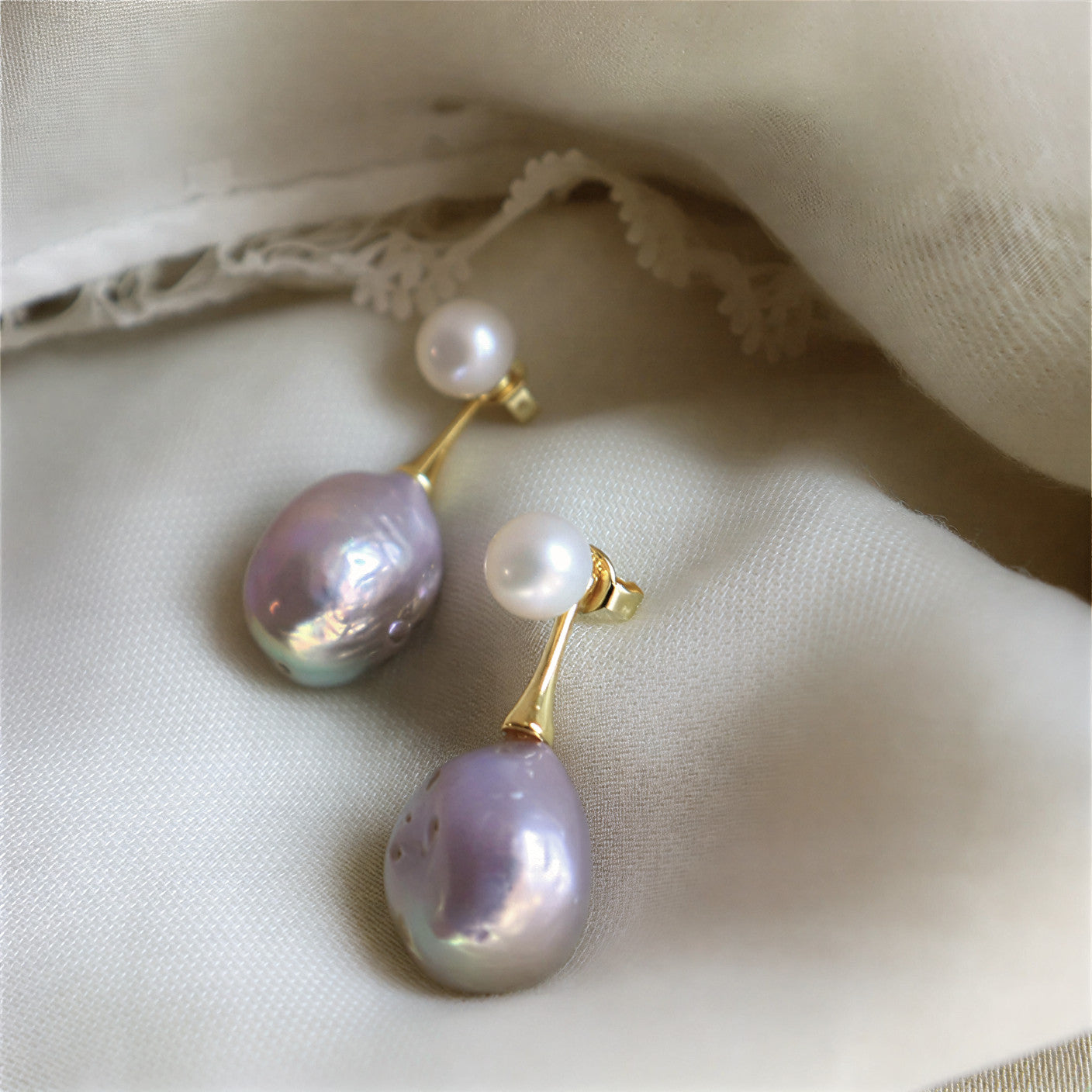 Exquisite Lilac Brincos de Pérolas