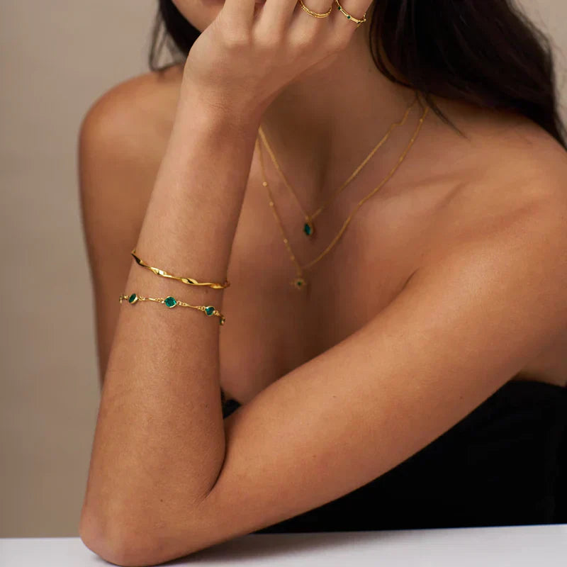 Esmeralda Link Chain Pulseira | Ouro