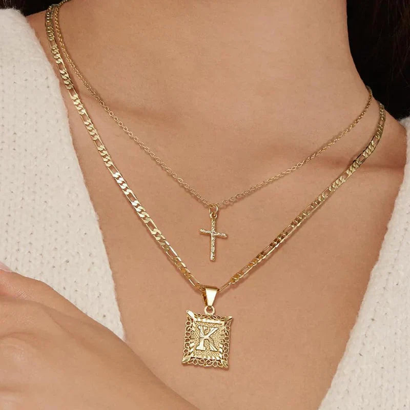 Cross Initial Conjunto de Colares | Ouro