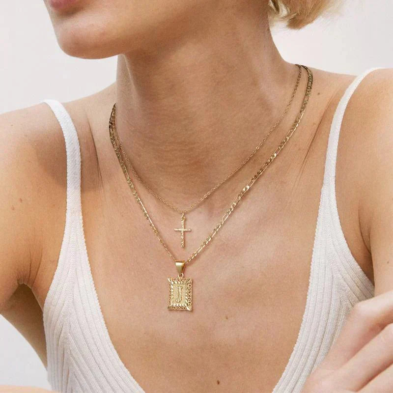 Cross Initial Conjunto de Colares | Ouro