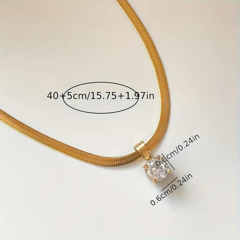 Elegant Rhinestone Pendant Colar | Ouro