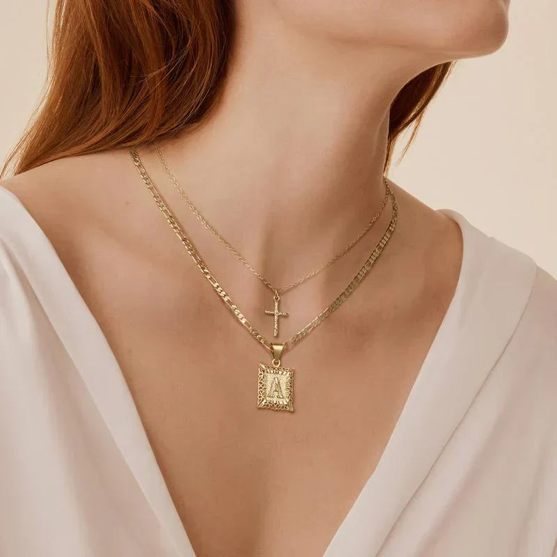 Cross Initial Conjunto de Colares | Ouro