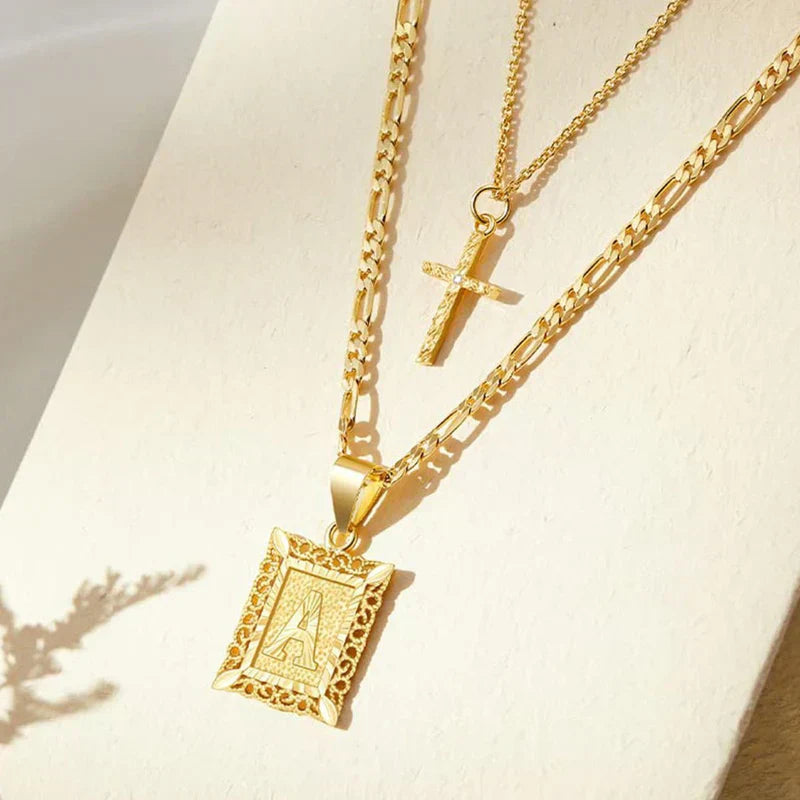 Cross Initial Conjunto de Colares | Ouro