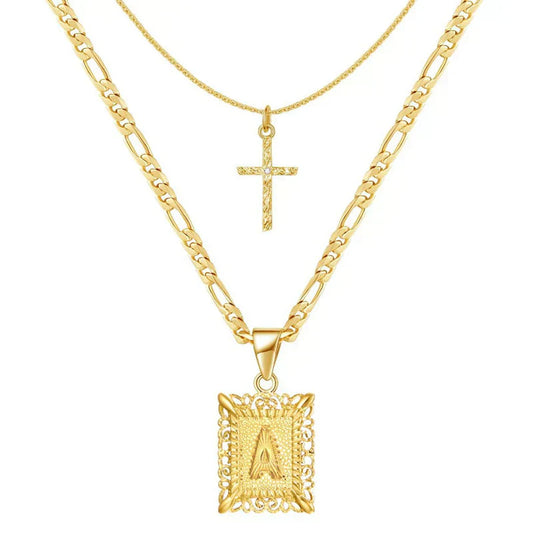 Cross Initial Conjunto de Colares | Ouro