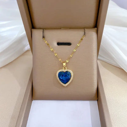 Ouro Safira Coração Colar