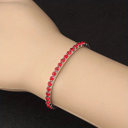 Prata Rubi Pulseira Tennis