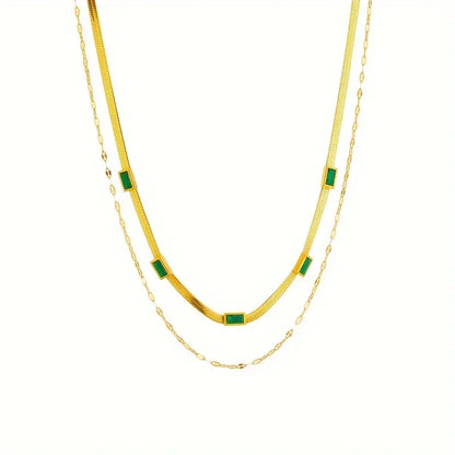Sister Gem Double-Layer Retro Colar | Ouro