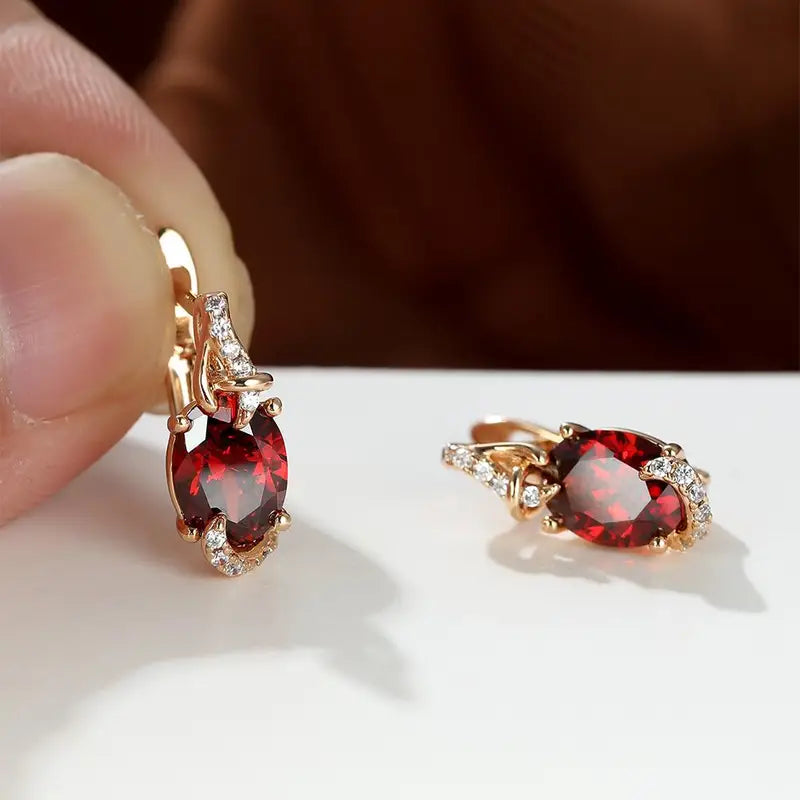 Crimson Twilight Brincos Pendentes | Ouro