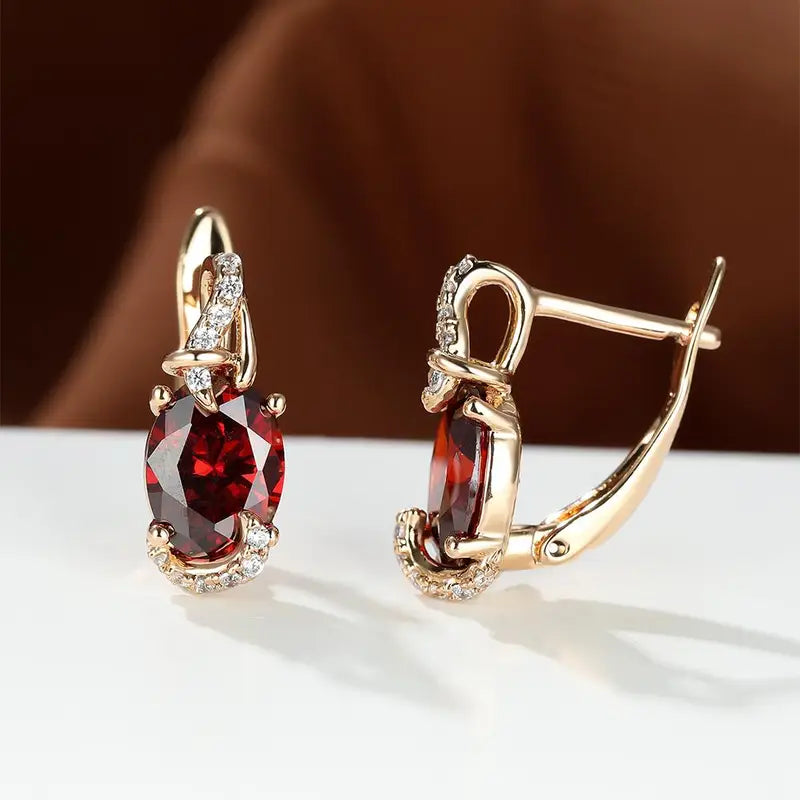 Crimson Twilight Brincos Pendentes | Ouro