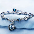 Prata Safira Coração Chain Pulseira
