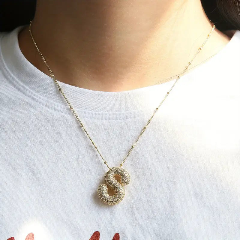 Bubble letter initial conjunto de colares | Ouro
