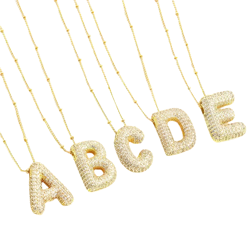 Bubble letter initial conjunto de colares | Ouro