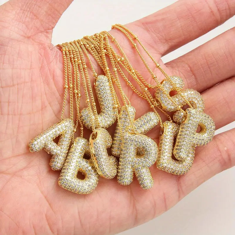 Bubble letter initial conjunto de colares | Ouro