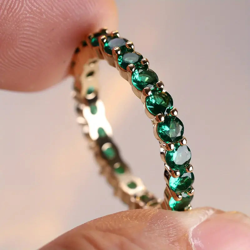Ouro Esmeralda Eternity Anel