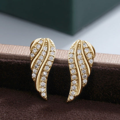 Modern Leaf Pave Brincos | Ouro