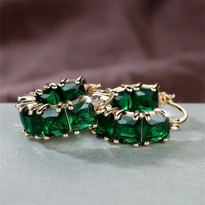 Ouro Esmeralda Chunky Brincos de Argola