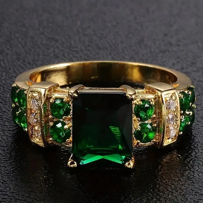 Ouro Esmeralda Geometric Anel