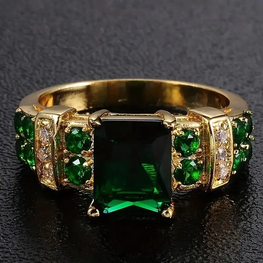 Ouro Esmeralda Geometric Anel
