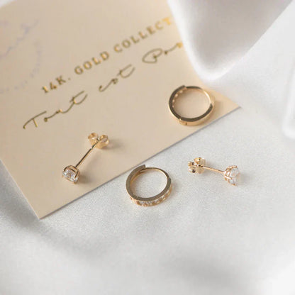 Dara Brillane Pedra Brincos Conjunto | Ouro