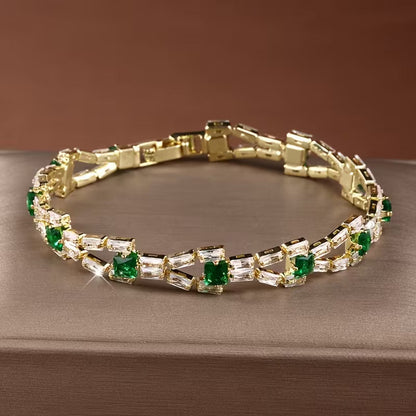 Verde Link Pulseira Tennis | Ouro