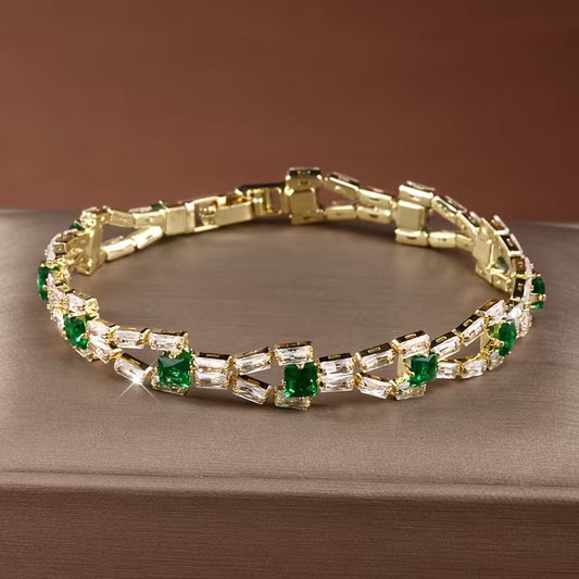 Verde Link Pulseira Tennis | Ouro