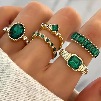 Ouro Esmeralda Conjunto de Anéis