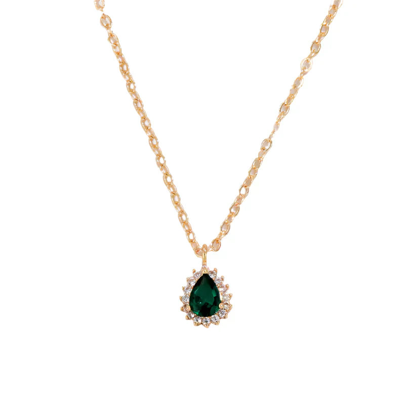 Ouro Esmeralda Teardrop Colar