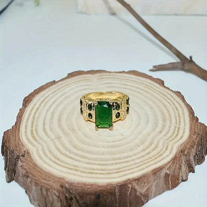 Ouro Esmeralda Geometric Anel