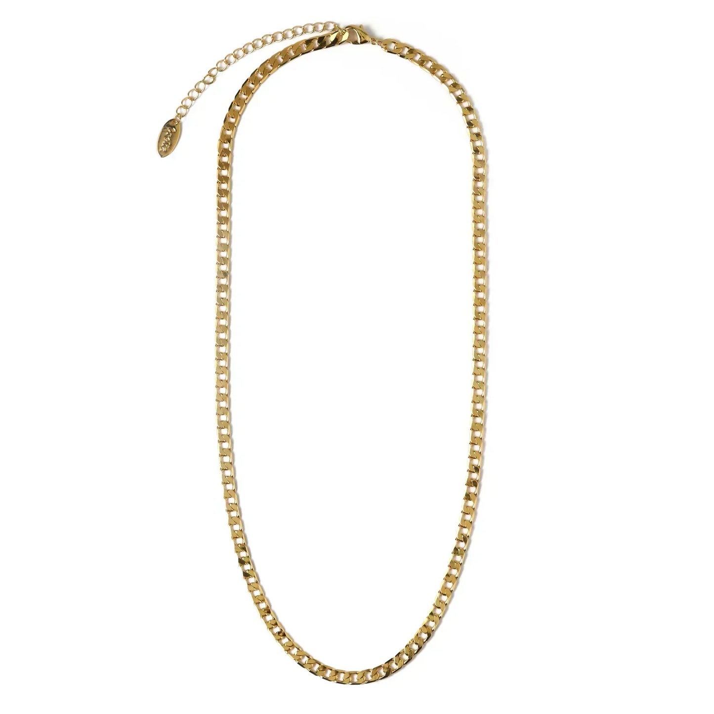Flat Link Curb Chain Colar | Ouro