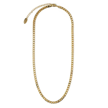 Flat Link Curb Chain Colar | Ouro