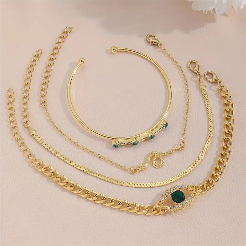 Ouro Esmeralda Pulseira com Pendente Conjunto