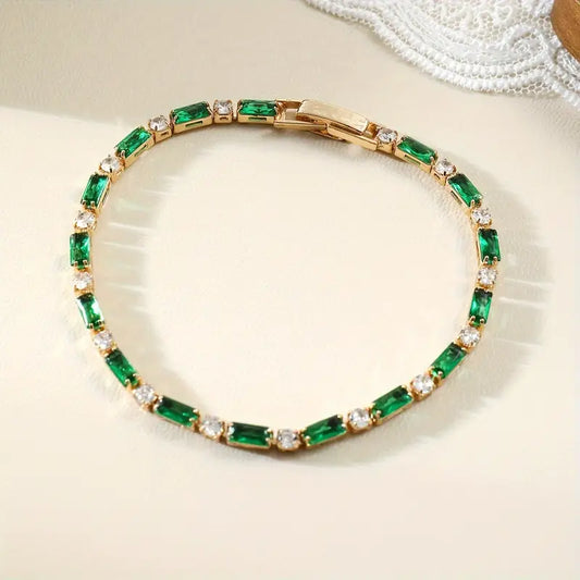Ouro Esmeralda Alternating Pulseira Tennis