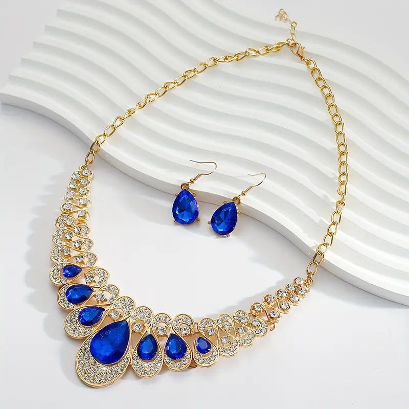 Maevina Safira Conjunto de Joias | Ouro